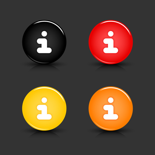 Botón de color web 2.0 con símbolo de información. Formas redondas con reflejo y sombra sobre fondo gris. 10 eps
 - Vector, Imagen