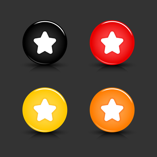 Colored web 2.0 button with star sign. Round shapes with reflection and shadow on gray background. 10 eps - Вектор,изображение