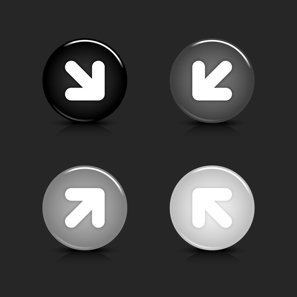 Grayscale brilhante redonda web 2.0 ícone seta botão com reflexão e sombra sobre cinza. 10 eps
 - Vetor, Imagem