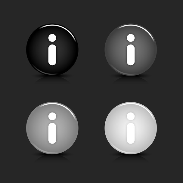 grijswaarden glanzende ronde web 2.0 knop informatiepictogram met reflectie en schaduw op grijs. 10 eps - Vector, afbeelding