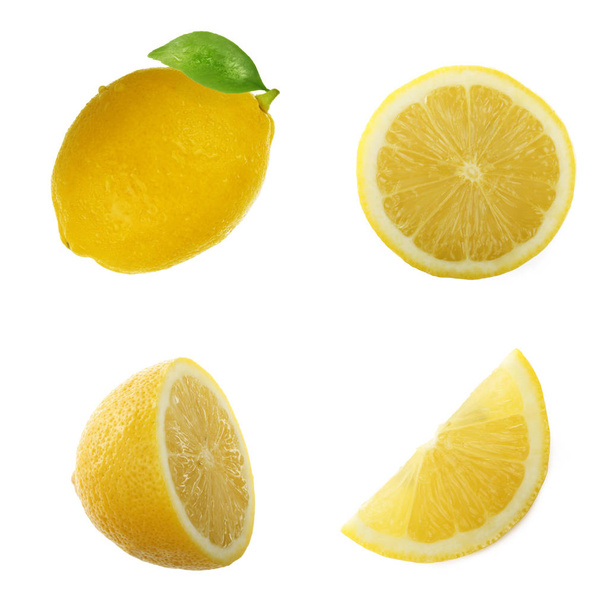 Ripe lemons isolated on white background - Fotoğraf, Görsel