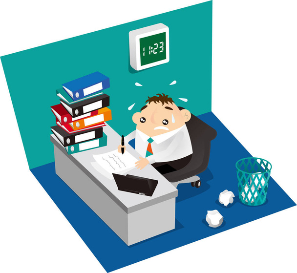 Busy staff working overtime - Vector, Image