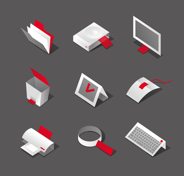 Stylish desktop graphic icons - Vector, Imagen