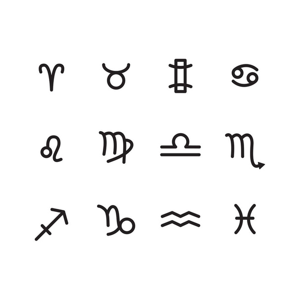 Vector set of signs of the zodiac. Zodiac signs icons. - Vector, Image
