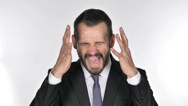 Portret krzyczy biznesmen broda going Crazy - Zdjęcie, obraz