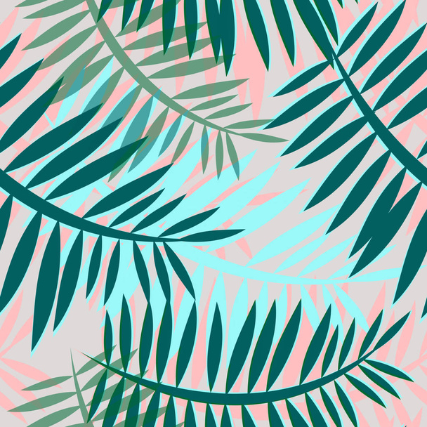 Leaves of palm tree. Seamless pattern, bright tropical background. Use as background texture, wrapping paper, textile or wallpaper design, postcard. - Foto, Imagem