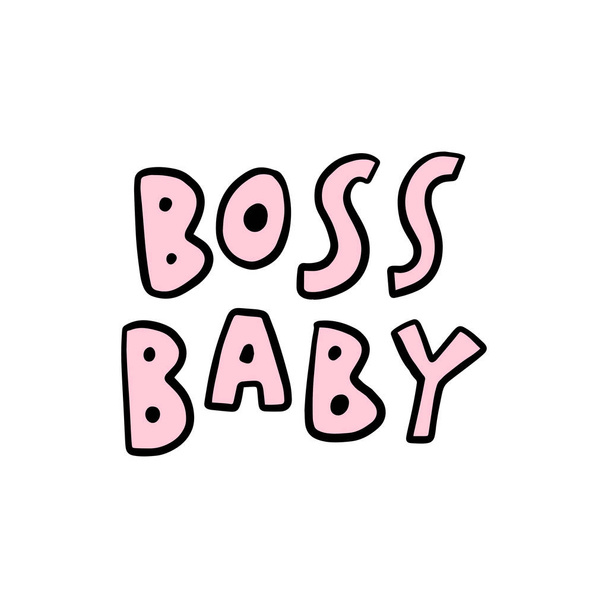 Baby boss girl. Sticker and print, vector for social media post. Hand drawn illustration design. Pop art funny style. Good for poster, postcard, wallpaper and more. - Vector, imagen
