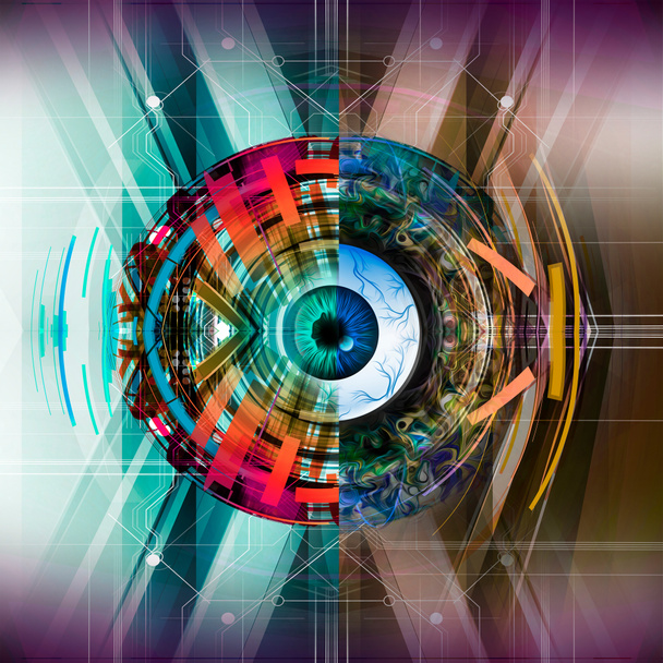 Чарівне око над футуристичним барвистим тлом
 - Фото, зображення