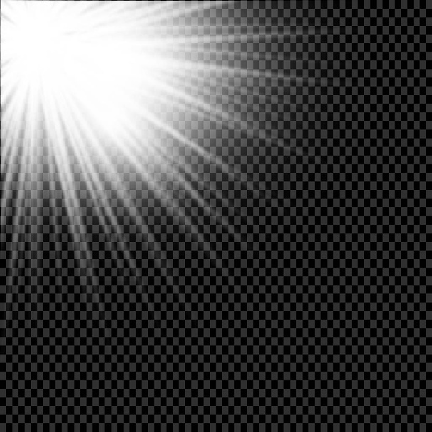 low light effect. Starburst with sparkles on blue background. Vector illustration. Sun - Vector, Image