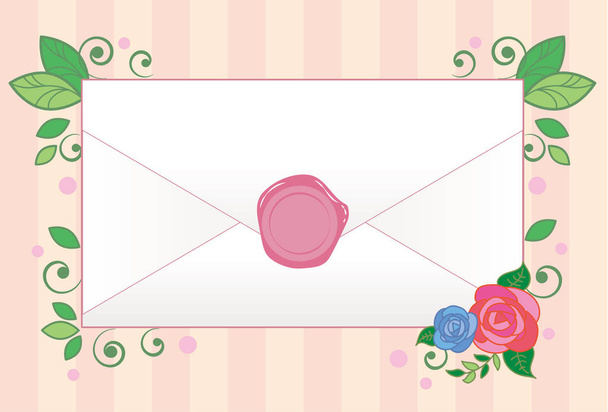 Envelope and sealed - Flower Background - Vektori, kuva