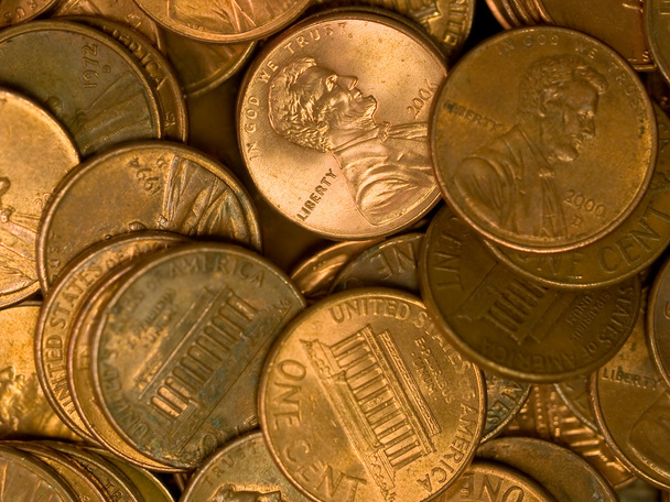 Pile of United States Coins Copper Pennies - Photo, Image