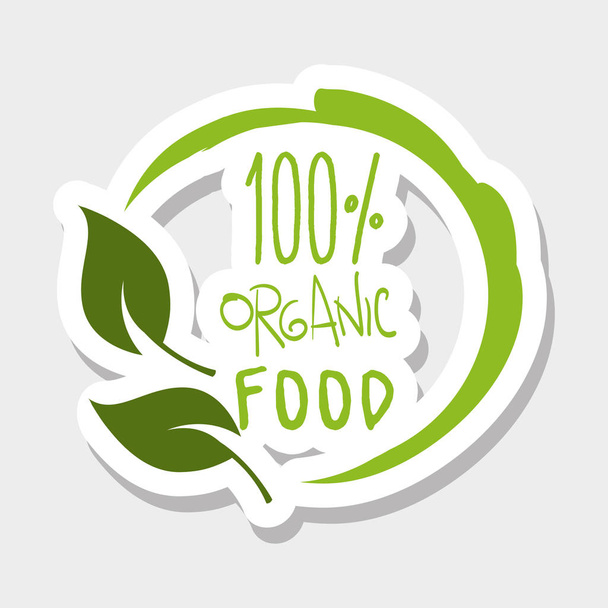 one hundred percent organic food message vector illustration - Vettoriali, immagini