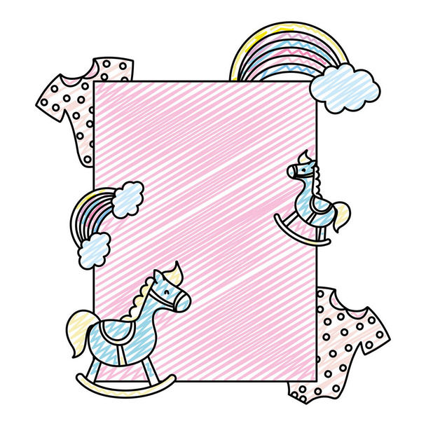 Doodle κάρτα πρόσκληση για να γιορτάσει το μωρό ντους εικονογράφηση διάνυσμα - Διάνυσμα, εικόνα