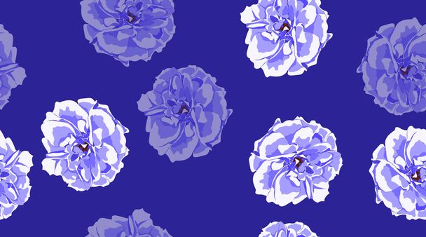 Blue Roses Seamless Elegant Pattern. - Wektor, obraz