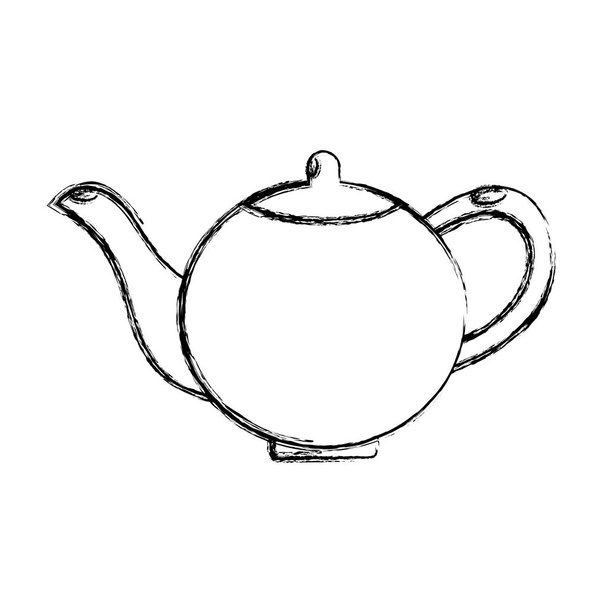 grunge teapot aramatic object to herbal beverage vector illustration - Вектор,изображение
