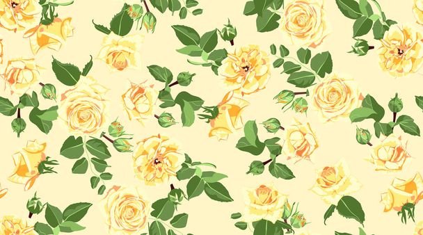 Seamless Floral Background with Watercolor Roses. - Vektor, kép