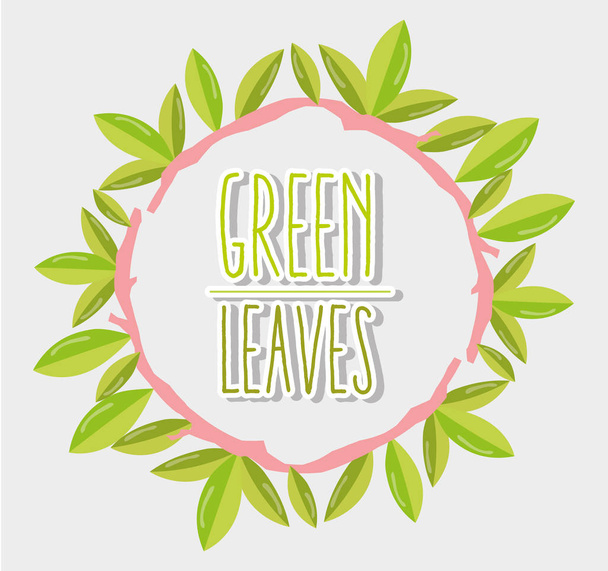 Green leaves round frame vector illustration graphic design - Vetor, Imagem