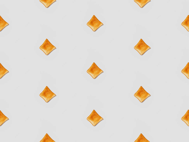 collage of grilled crispy toasts on grey background, seamless background pattern - Foto, Imagem