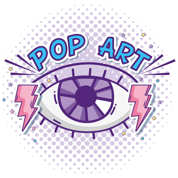Lidské oko pop art kreslené vektorové ilustrace grafický design - Vektor, obrázek