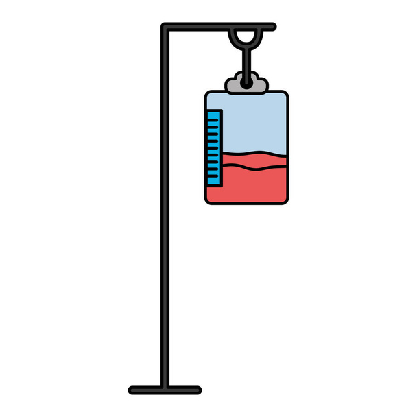 color bag blood donation with transfusion equipment vector illustration - Vector, Image