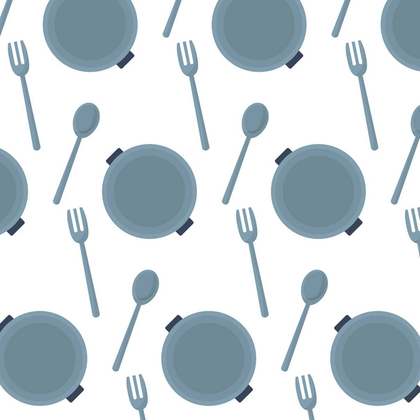 olla de cocina y cubiertos utensilios de cocina fondo vector ilustración
 - Vector, Imagen