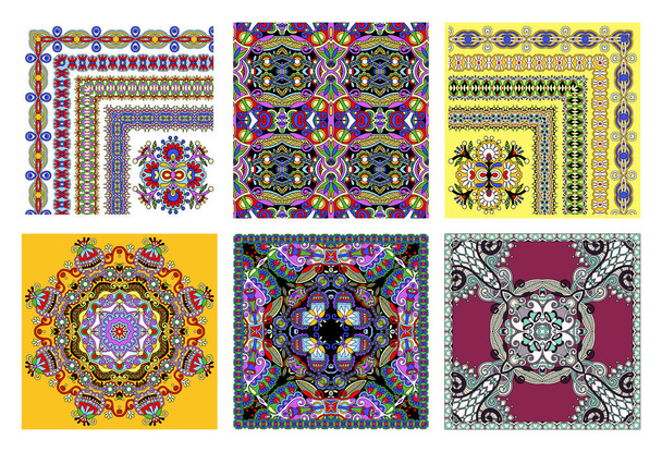набор традиционных каламкари орнаментальный цветочный Пейсли дизайн
 - Вектор,изображение