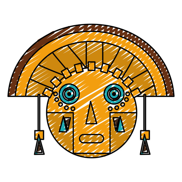 каракули ацтекской местной скульптуры традиционная символическая векторная иллюстрация
 - Вектор,изображение