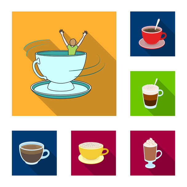 Isolated object of cup and coffe symbol. Set of cup and top  stock vector illustration. - Вектор,изображение