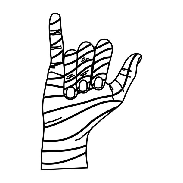 line fashion hand with hang loose sign vector illustration - Vector, Image
