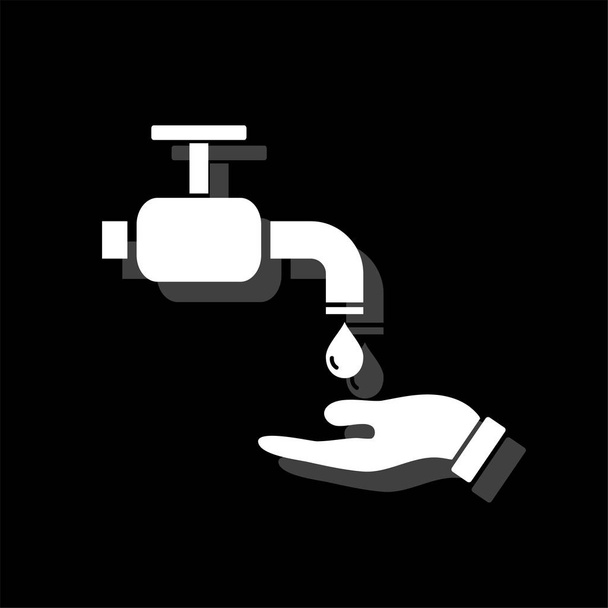 Wash your hands mandatory. White flat simple icon with shadow - Vector, Image