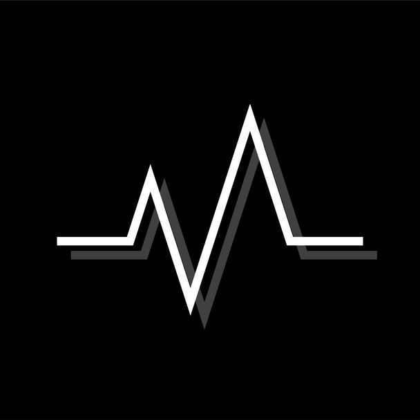 Сердцебиение кардиограммы. Белая плоская икона с тенью
 - Вектор,изображение