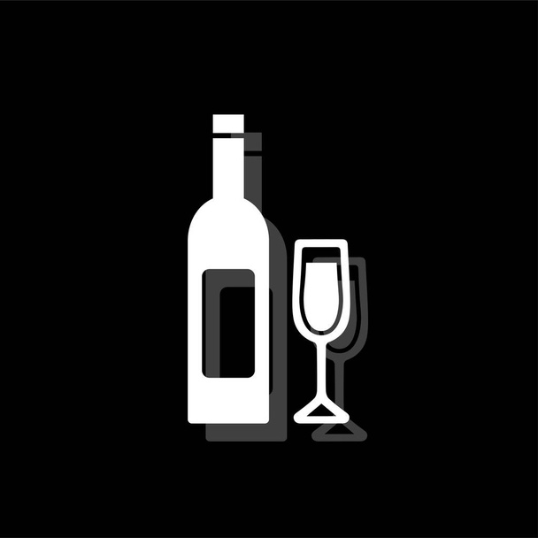 ワイン。影のついた白いシンプルなフラット アイコン - ベクター画像