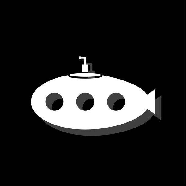 Sous-marin avec périscope. Icône simple plate blanche avec ombre
 - Vecteur, image