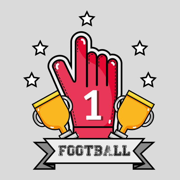 american footbal glove with number one message vector illustration - Vector, Image