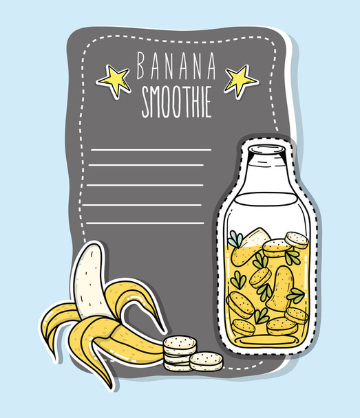 Jus de smoothie de banane avec illustration vectorielle de dessin animé en papier de note vierge design graphique
 - Vecteur, image