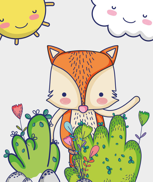 Fox en el bosque doodle dibujos animados vector ilustración diseño gráfico
 - Vector, Imagen