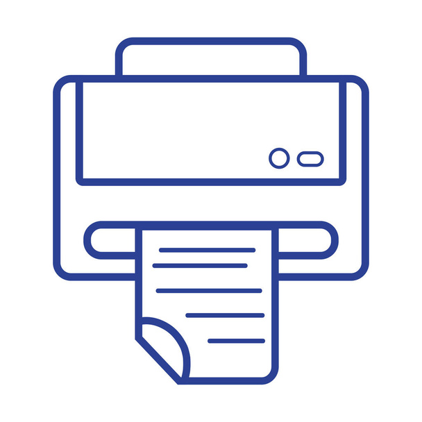 line printer machine technologie met zakelijke document vectorillustratie - Vector, afbeelding