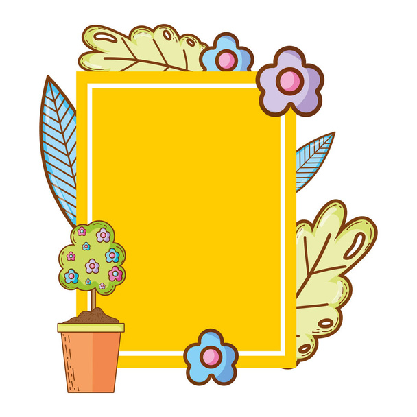 emblem with exotic flower plant decoration vector illustration - ベクター画像