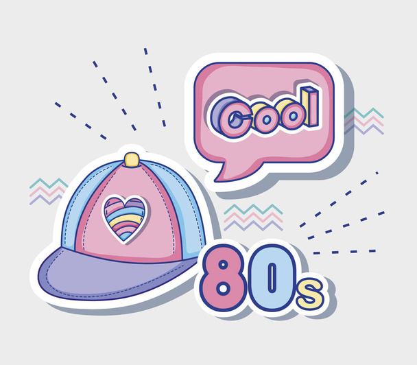 J'aime les années 80 dessins animés chapeau et chat bulle vecteur illustration graphisme
 - Vecteur, image