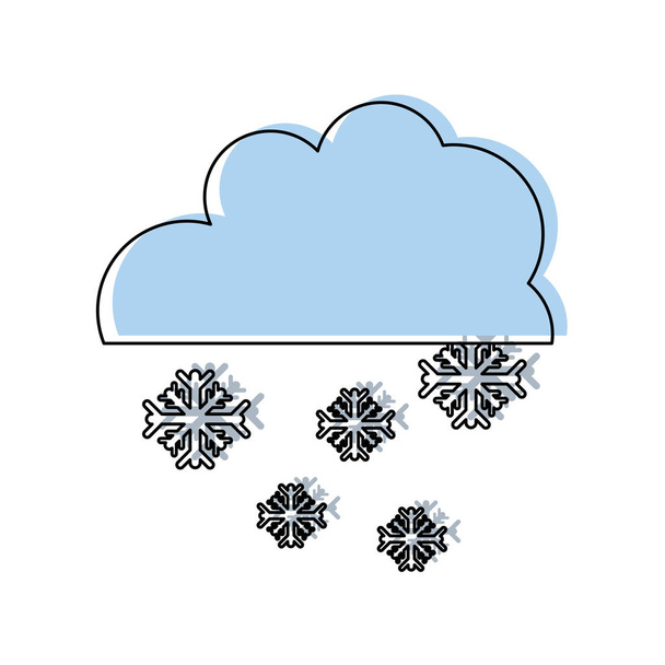moved color cloud with snowing cold nature weather vector illustration - Vector, Image