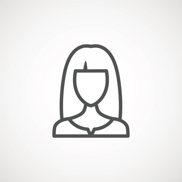 User Line Icon - Woman. Female Vector Flat People Person Profile Avatar in glyph Pictogram Symbol illustration. Male web sign, art object. Silhouette of guy. Avatar picture app. - Vektor, obrázek