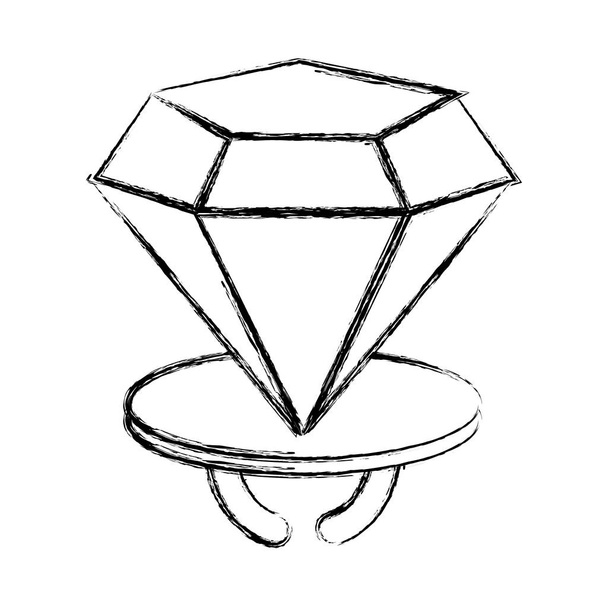 Grunge Diamant Engagenment Ring Hochzeit Romantik Vektor Illustration - Vektor, Bild