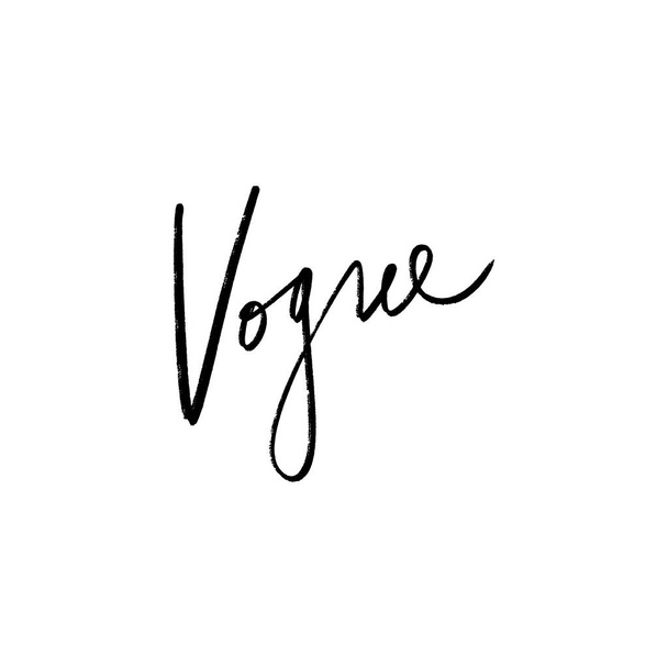Vogue lettering text. Fashion postcard or banner. Vector and jpg image, clipart. - Vetor, Imagem
