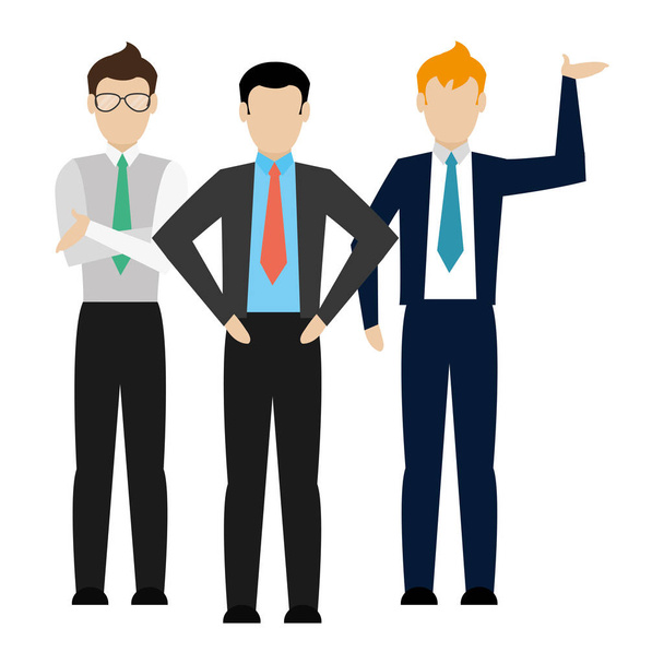 elegant businessmen corporate teamwork process vector illustration - Vector, Image