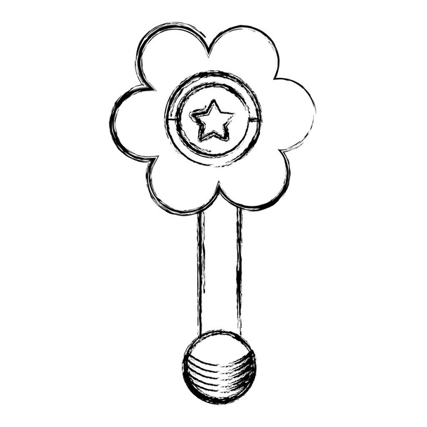 grunge květina chrastítkem baby hračka hrát vektorové ilustrace - Vektor, obrázek