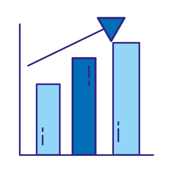 duo color statistics bar diagram with growing arrow vector illustration - Vector, Image