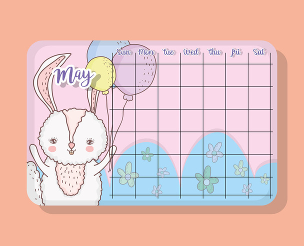 può calendario con coniglio simpatico animale vettore illustrazione
 - Vettoriali, immagini