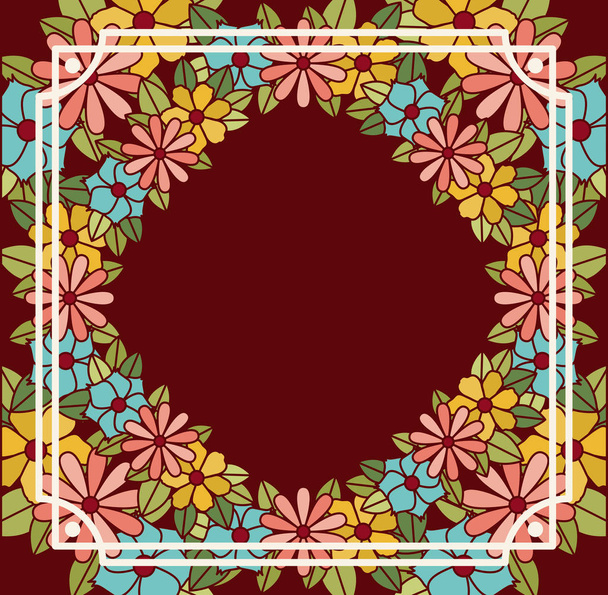 decoração floral quadro quadrado
 - Vetor, Imagem