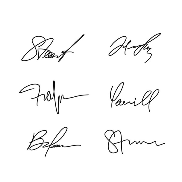 Collection of vector signatures. Samples handwritten autographs. Vector illustration for convection. - Vector, Image