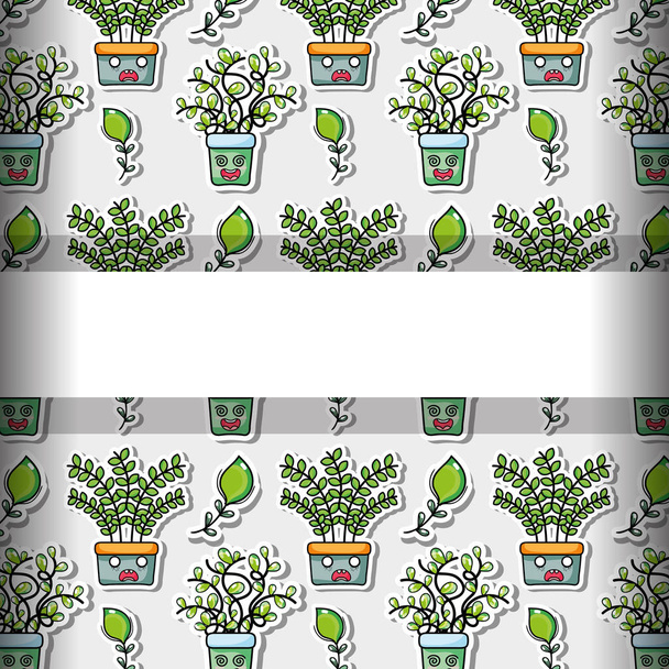 természetes növényi ház kawaii háttér vektor illusztráció - Vektor, kép